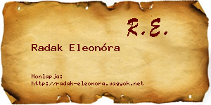 Radak Eleonóra névjegykártya